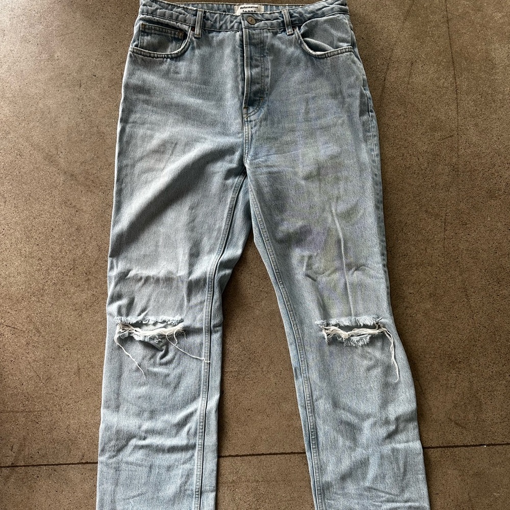 Reformation size 31 light wash baggy jeans.